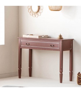 CONSOLA DE ENTRADA 1 CAJON MADERA DE PINO COLOR MARRON PATINA BLANCA