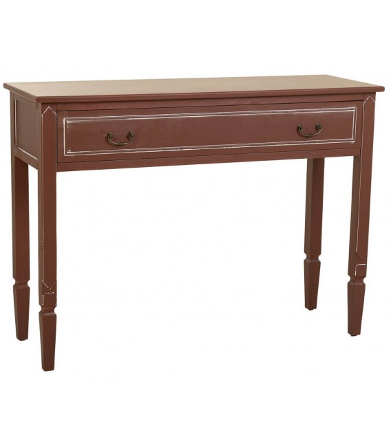 CONSOLA DE ENTRADA 1 CAJON MADERA DE PINO COLOR MARRON PATINA BLANCA