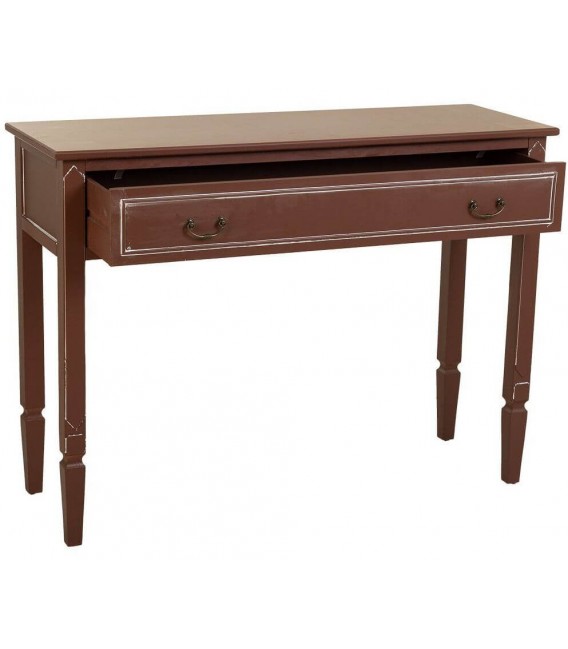 CONSOLA DE ENTRADA 1 CAJON MADERA DE PINO COLOR MARRON PATINA BLANCA