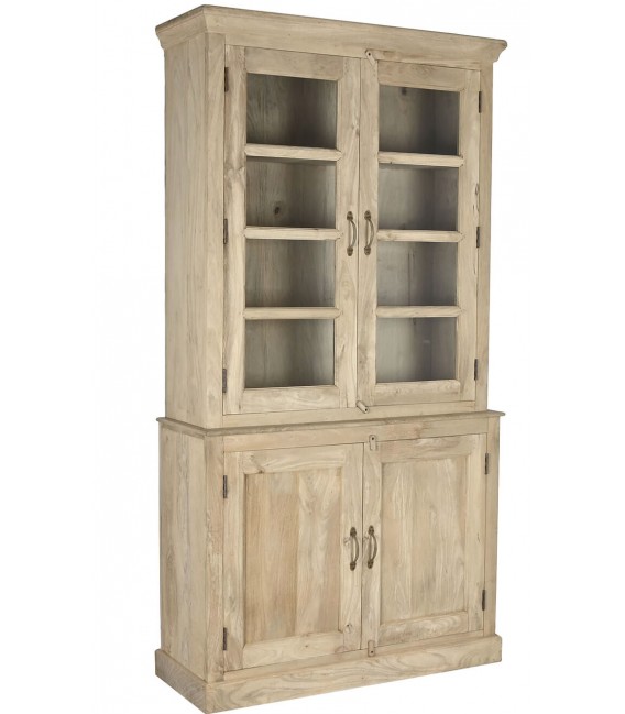 VITRINA 4 PUERTAS MADERA DE MANGO NATURAL MDMHOGAR