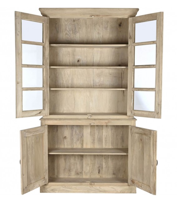 VITRINA 4 PUERTAS MADERA DE MANGO NATURAL MDMHOGAR