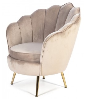 BUTACA ESTILO ART DECO TELA BEIGE METAL DORADO MDMHOGAR