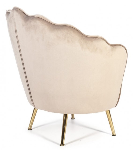 BUTACA ESTILO ART DECO TELA BEIGE METAL DORADO MDMHOGAR