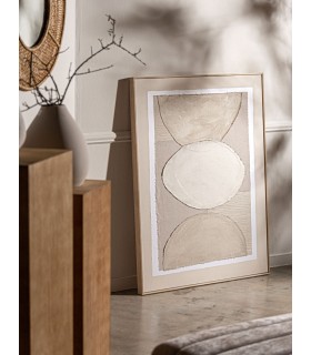 CUADRO VERTICAL ABSTRACTO MULTIPLES TEXTURAS TONOS BEIGE