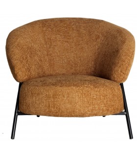 BUTACA COMODA METAL NEGRO TELA CHENILLA COLOR MOSTAZA