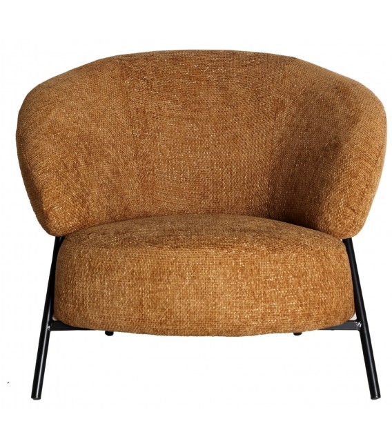 BUTACA COMODA METAL NEGRO TELA CHENILLA COLOR MOSTAZA