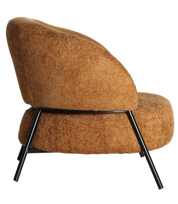 BUTACA COMODA METAL NEGRO TELA CHENILLA COLOR MOSTAZA