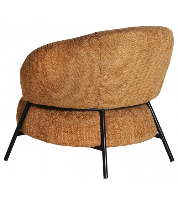 BUTACA COMODA METAL NEGRO TELA CHENILLA COLOR MOSTAZA