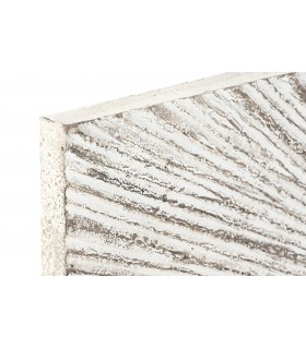 CABECERO PARA CAMA GRANDE MADERA MDF TALLADA DECAPADA BLANCO