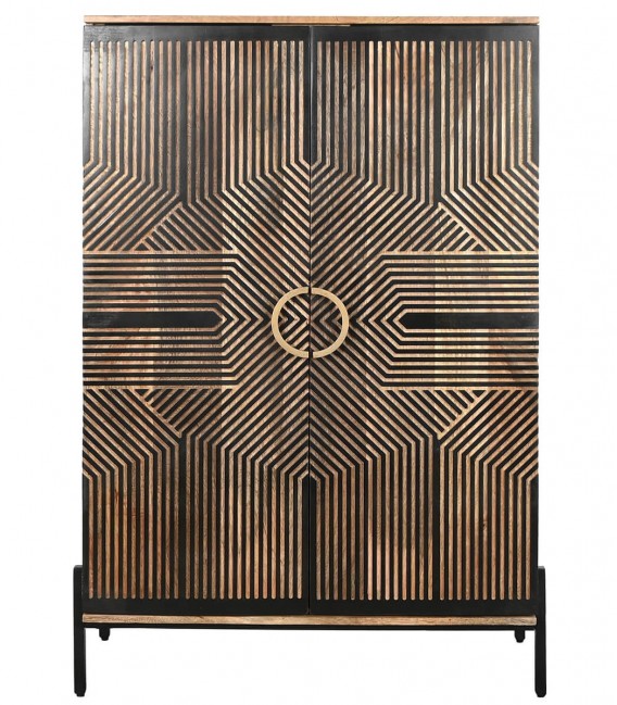 ARMARIO ALACENA BAJO MADERA DE MANGO NATURAL Y NEGRO