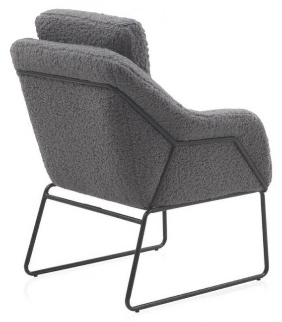 SILLON COMODO METAL NEGRO TELA BOUCLE GRIS MDMHOGAR