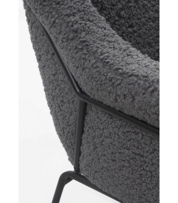 SILLON COMODO METAL NEGRO TELA BOUCLE GRIS MDMHOGAR