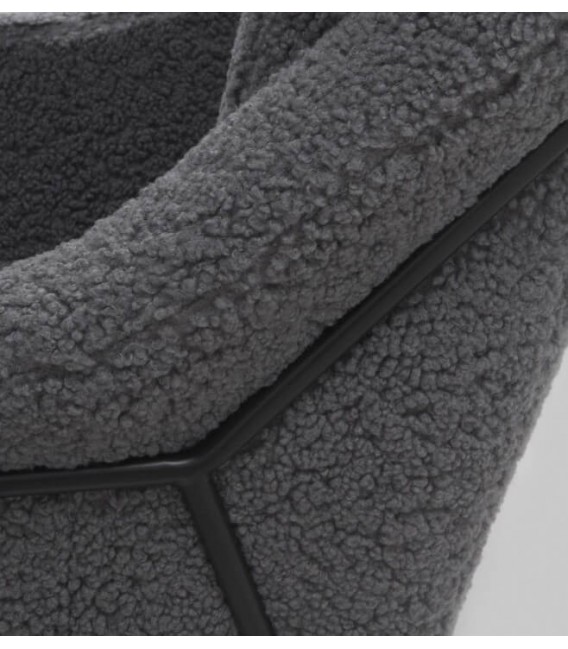 SILLON COMODO METAL NEGRO TELA BOUCLE GRIS MDMHOGAR