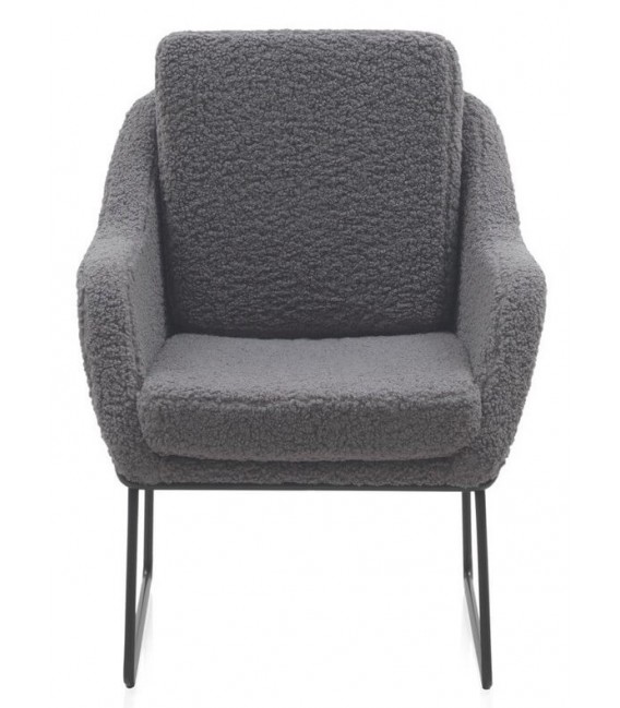 SILLON COMODO METAL NEGRO TELA BOUCLE GRIS MDMHOGAR