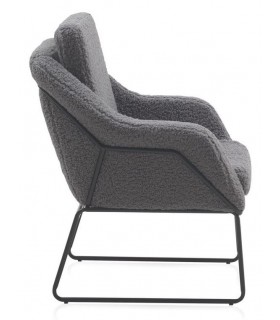 SILLON COMODO METAL NEGRO TELA BOUCLE GRIS MDMHOGAR