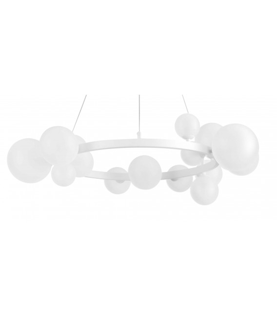 LAMPARA DE TECHO 15 LUCES CRISTAL Y METAL BLANCO