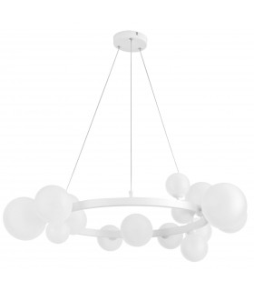 LAMPARA DE TECHO 15 LUCES CRISTAL Y METAL BLANCO