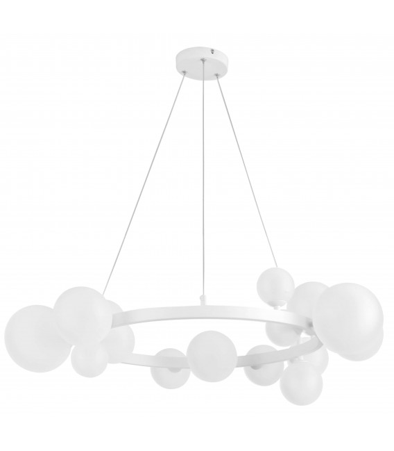 LAMPARA DE TECHO 15 LUCES CRISTAL Y METAL BLANCO