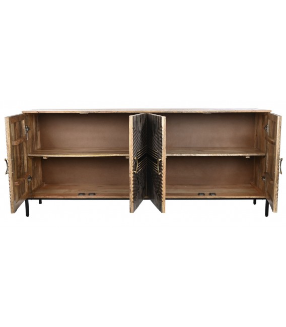 APARADOR GRANDE ESTILO ART DECO MADERA DE MANGO NATURAL Y NEGRO