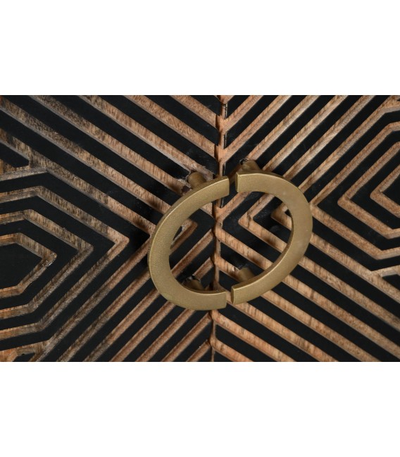 APARADOR GRANDE ESTILO ART DECO MADERA DE MANGO NATURAL Y NEGRO