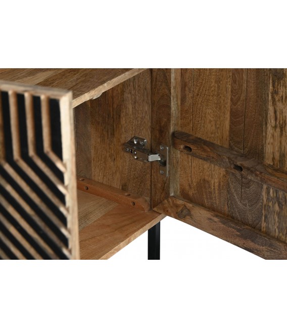 APARADOR GRANDE ESTILO ART DECO MADERA DE MANGO NATURAL Y NEGRO