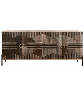 APARADOR GRANDE ESTILO ART DECO MADERA DE MANGO NATURAL Y NEGRO