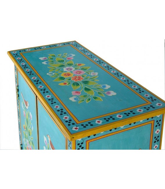 TAQUILLON 2 PUERTAS MADERA DE MANGO DECORADA A MANO