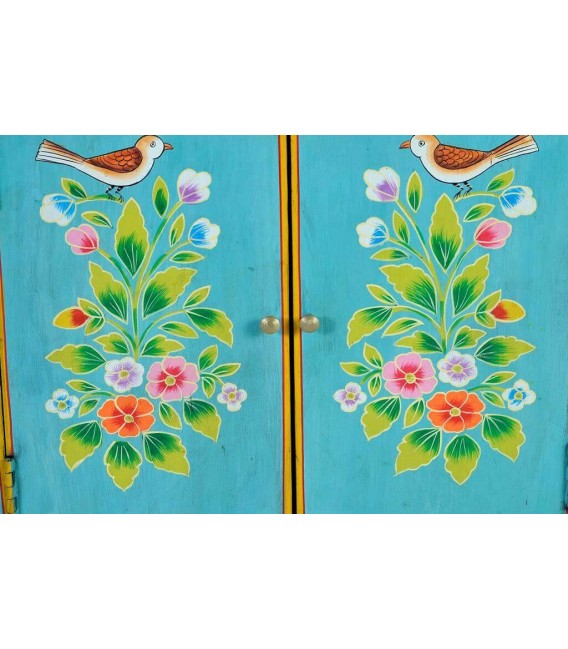 TAQUILLON 2 PUERTAS MADERA DE MANGO DECORADA A MANO