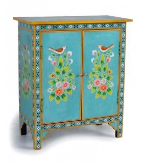 TAQUILLON 2 PUERTAS MADERA DE MANGO DECORADA A MANO