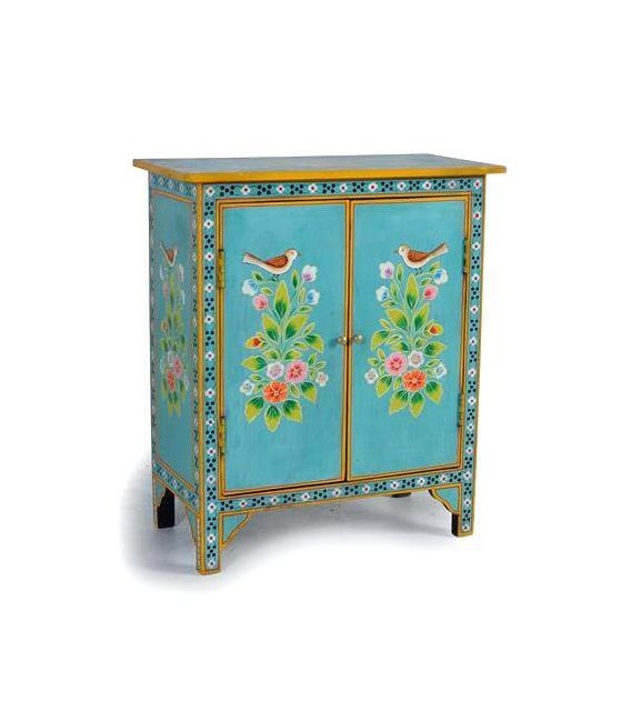 TAQUILLON 2 PUERTAS MADERA DE MANGO DECORADA A MANO