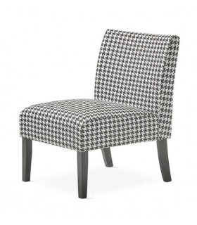 BUTACA DESCALZADORA COMODA TAPIZADO BLANCO Y NEGRO MADERA NEGRA