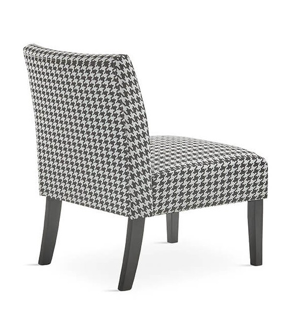 BUTACA DESCALZADORA COMODA TAPIZADO BLANCO Y NEGRO MADERA NEGRA