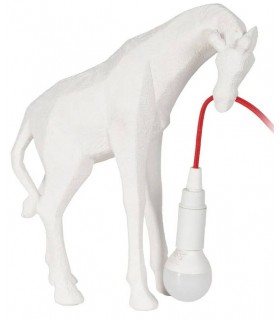 LAMPARA DE SOBREMESA FIGURA JIRAFA POLIRESINA BLANCA