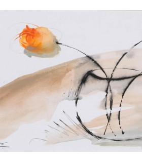 CUADRO JARRON ACUARELA ENMARCADA TONOS NARANJAS