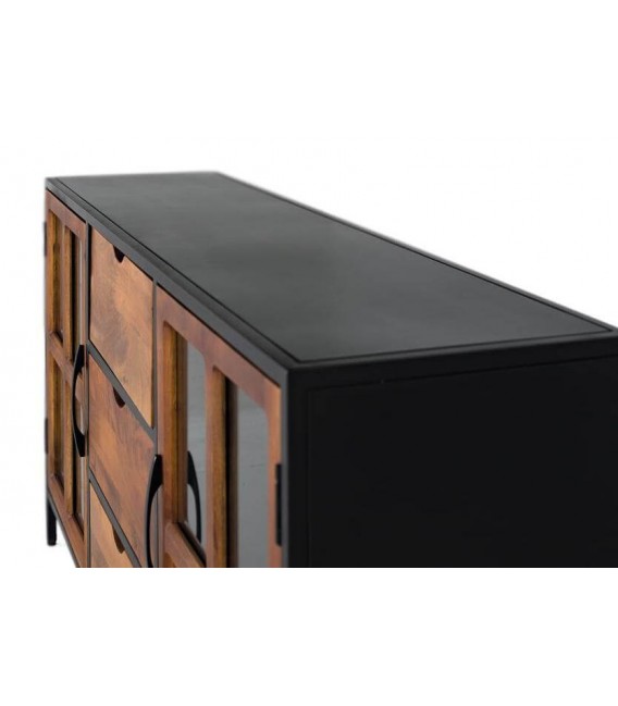 APARADOR ESTILO INDUSTRIAL MADERA MANGO METAL NEGRO