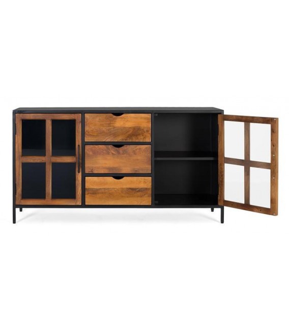 APARADOR ESTILO INDUSTRIAL MADERA MANGO METAL NEGRO