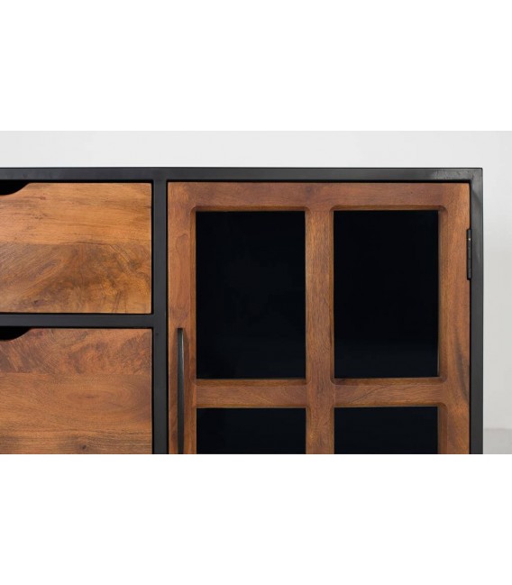 APARADOR ESTILO INDUSTRIAL MADERA MANGO METAL NEGRO