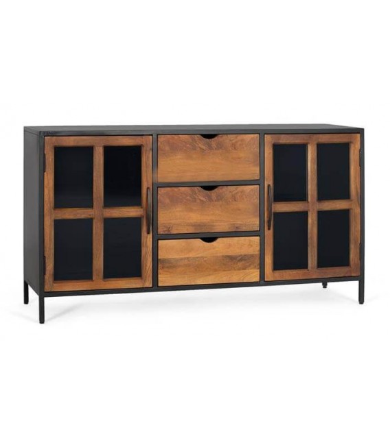 APARADOR ESTILO INDUSTRIAL MADERA MANGO METAL NEGRO
