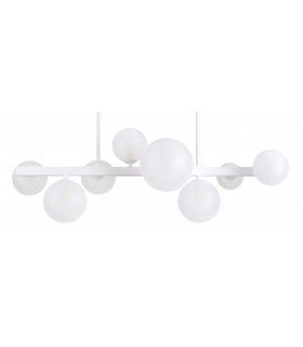 LAMPARA DE TECHO 8 LUCES CRISTAL Y METAL BLANCO