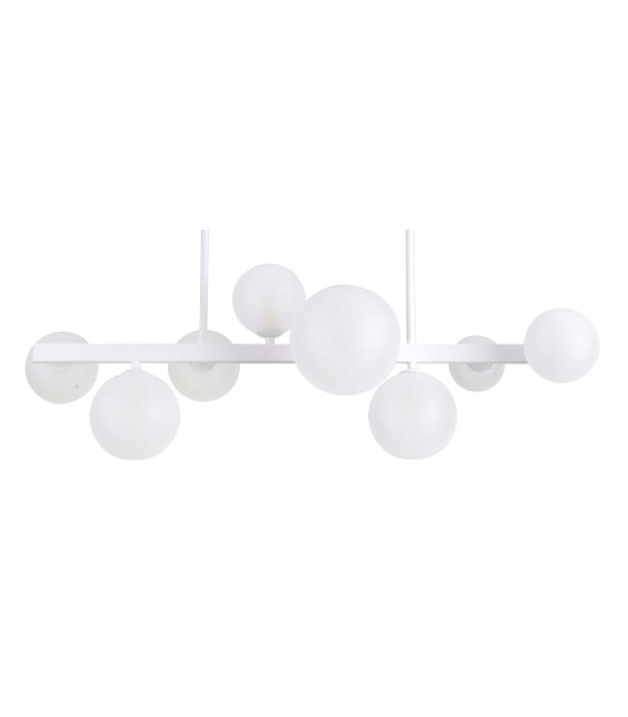 LAMPARA DE TECHO 8 LUCES CRISTAL Y METAL BLANCO