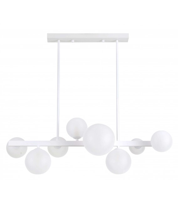 LAMPARA DE TECHO 8 LUCES CRISTAL Y METAL BLANCO