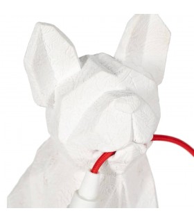 LAMPARA DE SOBREMESA ORIGINAL BULL DOG TERRIER POLIRESINA BLANCA