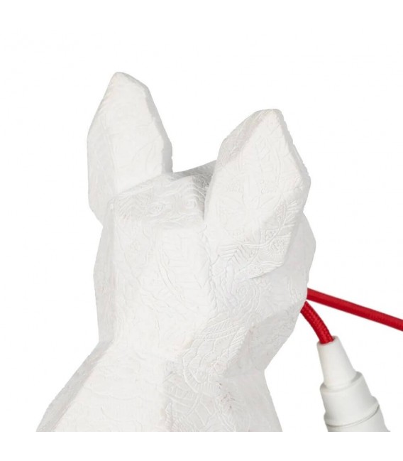 LAMPARA DE SOBREMESA ORIGINAL BULL DOG TERRIER POLIRESINA BLANCA