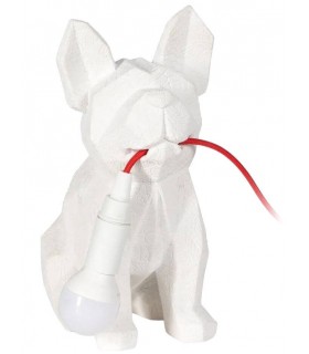 LAMPARA DE SOBREMESA ORIGINAL BULL DOG TERRIER POLIRESINA BLANCA