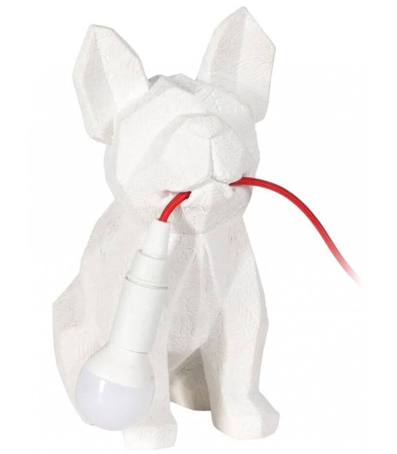 LAMPARA DE SOBREMESA ORIGINAL BULL DOG TERRIER POLIRESINA BLANCA