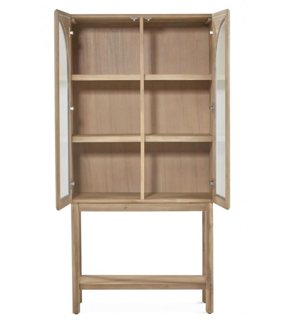 VITRINA 2 PUERTAS MADERA NATURAL CRISTAL CORRUGADO MDMHOGAR