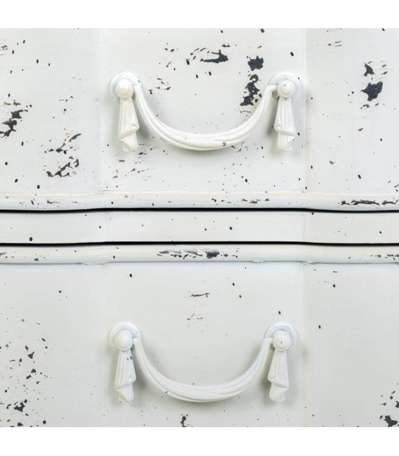 MESITA DE NOCHE ESTILO PROVENZAL MADERA BLANCO ROZADO Y NATURAL