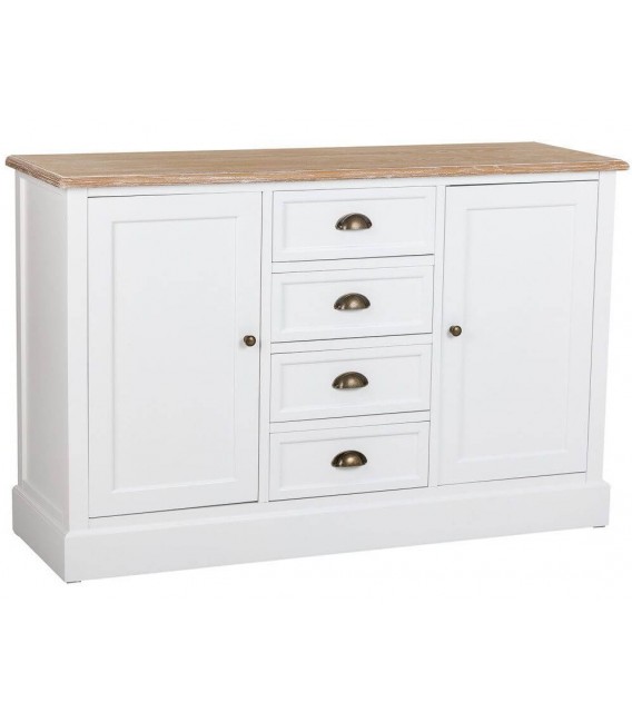 APARADOR PEQUEÑO MADERA LACADA EN BLANCO Y NATURAL