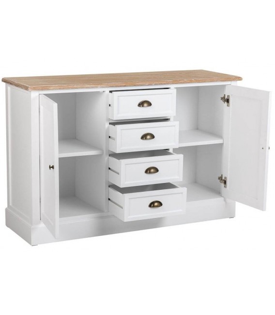 APARADOR PEQUEÑO MADERA LACADA EN BLANCO Y NATURAL