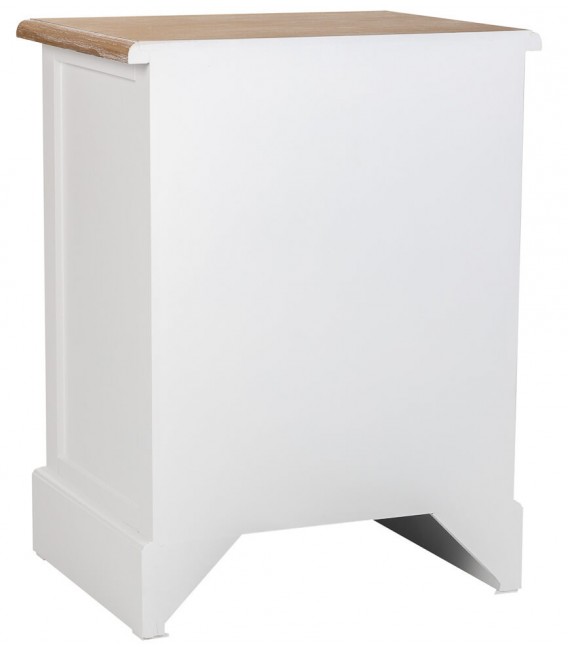 MESITA DE NOCHE 3 CAJONES MADERA LACADA EN BLANCO Y NATURAL